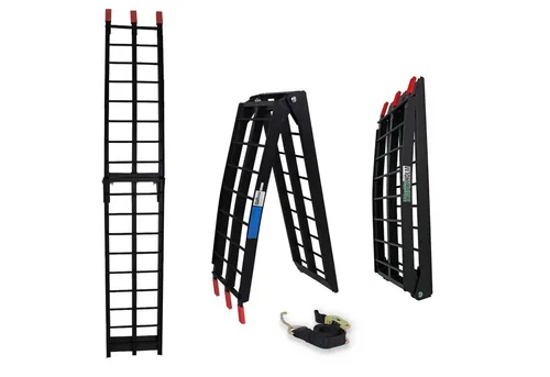 TRUTZHOLM 1 x Klappbare Auffahrrampe 180 cm - Laderampe aus stabilem Aluminium mit 340 kg Traglast, ideal zum Verladen von Motorrädern, E-Bikes und Quads. Leicht und kompakt, nur 5,2 kg Eigengewicht und zusammenklappbar auf 93 cm.