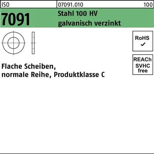 Reyher Scheiben ISO 7091 Stahl 16 galv. vz 070910100160000 (250 Stück) - Unterlegscheiben aus hochwertigem Stahl, ideal für sichere Verbindungen, 250 Stück pro Packung, Made in Germany