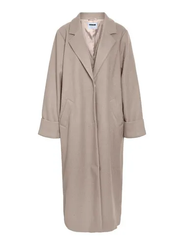 Noisy may NMCADDY L/S Long Coat FWD NOOS - Beige XL - Funktionsjacke aus 100% recyceltem Polyester, schnell trocknend und elegant geschnitten, ideal für stilvolle Outdoor-Aktivitäten.