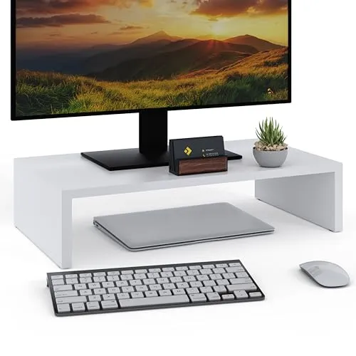 ComfortCove Monitorständer, 1-stufiger Monitorständer, Ständer für Computermonitore, Laptopständer, Computerständer, Druckerständer mit Ablagefach, ideal für Ihr Heimbüro, Weiß