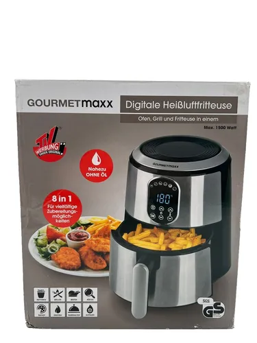 GOURMETmaxx Heißluftfritteuse Digital 2,7L 1500W Edelstahl/Schwarz
