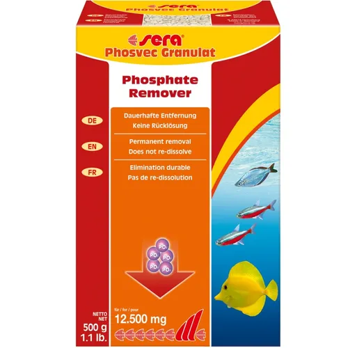 sera phosvec Granulat 500 g - Dauerhafte Phosphatbeseitigung für Süß- und Meerwasser, bis zu 3 Monate aktiv für Becken bis 400 Liter