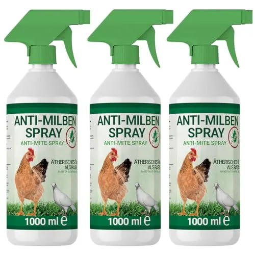 3X 1000ml Milbenspray für Geflügel wie Hühner & Vögel
