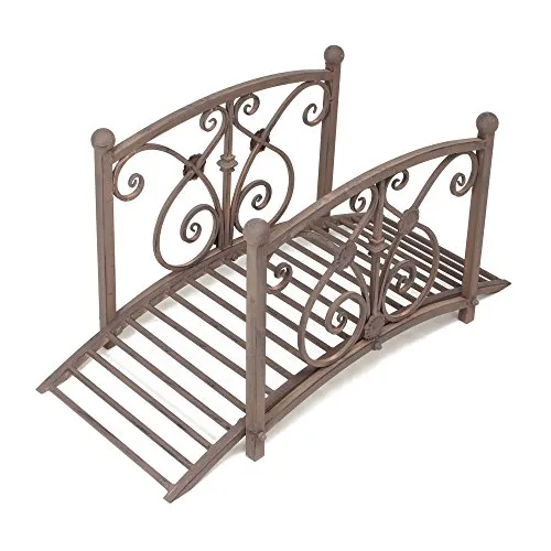 Dekobrücke Bachlauf - Stilvolle Wohndekoration - Brücke für Garten oder Wohnraum, 100 cm breit und aus elegantem braunem Holz, perfekt für eine gemütliche Atmosphäre und als Blickfang.