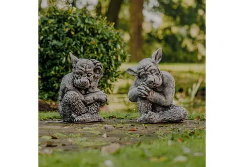 gartendekoparadies.de Gartenfigur Torwächter Gargoyles Statuen 2er-Set, H. 50 cm, je 44 kg, Frostsicher