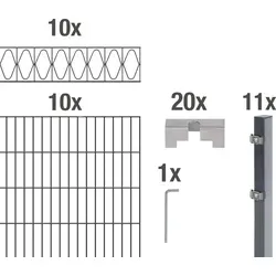 Alberts Doppelstabmattenzaun Eleganz 120 cm, 20 m, anthrazit - Doppelstabmattenzaun Eleganz, robust und langlebig, ideal zum Einbetonieren. Verzinkte Oberfläche schützt zuverlässig vor Korrosion.