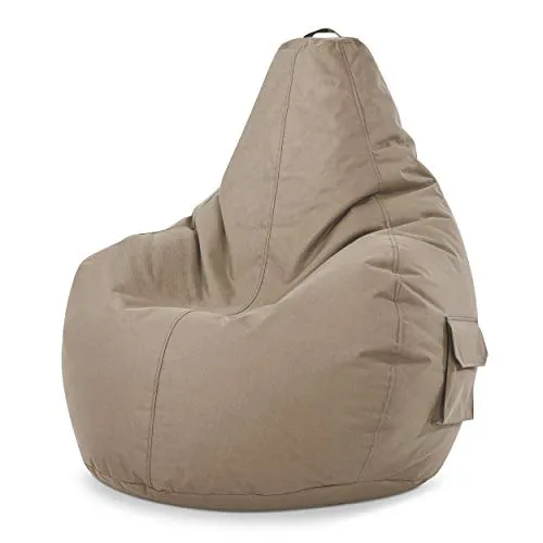 Green Bean Sitzsack Taupe - XXL Gaming Sitzsack - Sitzsäcke: Cooler Sitzsack mit Rückenlehne, gefüllt mit 230 Litern EPS-Perlen für ultra gemütliche Zocker-Nächte. Robust, wasserabweisend und ideal für Indoor & Outdoor.