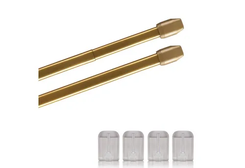 Bestlivings Vitragestange 2er-Pack, Ø 10 mm, 1-läufig, ausziehbar, mit Selbstklebehaken, geklebt, Edelstahl, für Küchen- & Bistrogardinen