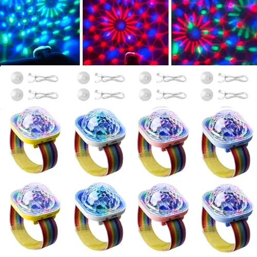 Disco Ball Licht Discolicht Partylicht: WIYETY 8 Stück Discokugel Lampe, 5 Modi Mini Tragbare LED Lampe mit Saugnapf, USB Aufladung Mini Discokugel Licht für Party Auto Tanzen