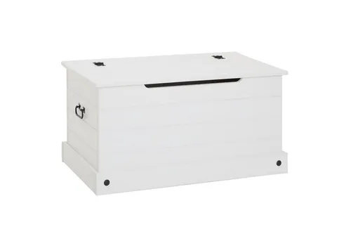CARO-Möbel Truhe RURAL - Stilvolle Holztruhe für Ihre Aufbewahrung - Truhenbank aus massivem Kiefernholz, ideal für stilvolle Aufbewahrung und Dekoration im Wohnraum. Maße: 91x50x46 cm, in elegantem Weiß.