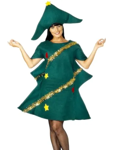 Smiffys Kostüm Weihnachtsbaum, Grün, mit Tunika und Hut Halloween