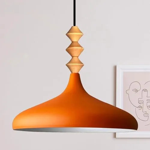 bamyum Champion Pendelleuchte aus Holz, 35 cm in orange von Bamyum