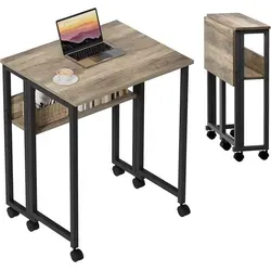 Kleiner Klappbarer Schreibtisch 63 cm mit Rollen und Stauraum