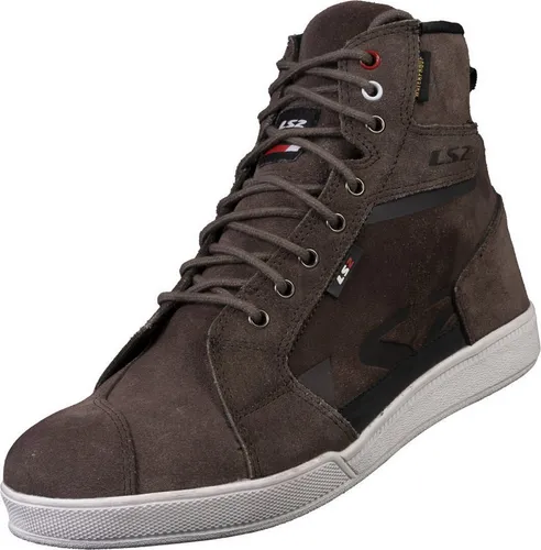 LS2 Downtown wasserdichte Motorrad Schuhe - Motorradstiefel mit urbanem Stil und hoher Funktionalität. Aus robustem Veloursleder, bieten sie Komfort und Schutz durch verstärkte Bereiche an Knöchel, Ferse und Zehen. Ideal für stilbewusste Fahrer.