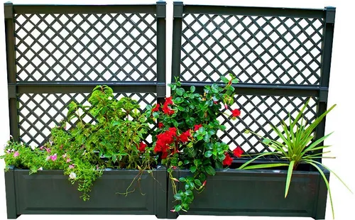 KHW Pflanzkasten Groß mit Zentralspalier 140 cm - Pflanzkübel mit beidseitiger Bepflanzung für Kübel- und Rankpflanzen, UV-stabil und wetterfest, einfacher Aufbau ohne Werkzeug.