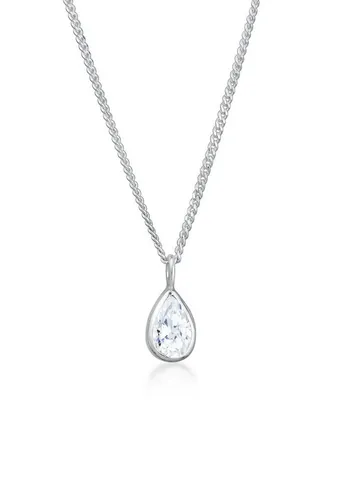 Elli Kette mit Anhänger Zirkonia Tropfen 925 Sterling Silber - Elegante Panzerkette aus 925 Sterling Silber mit handgefertigtem Zirkonia Tropfenanhänger. Ein glänzendes Schmuckstück für besondere Anlässe.