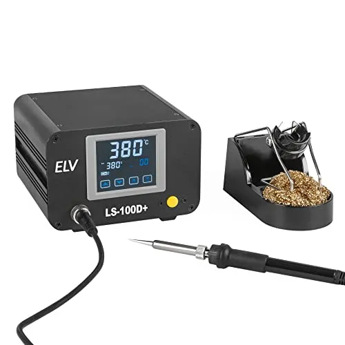 ELV Lötstation LS-100D+, 100 W, ESD-gerecht - Lötgeräte mit hochgenauer Temperaturregelung, Touchbedienung und schnellem Aufheizen auf 400 °C in nur 20 Sekunden, ideal für präzise Lötarbeiten.