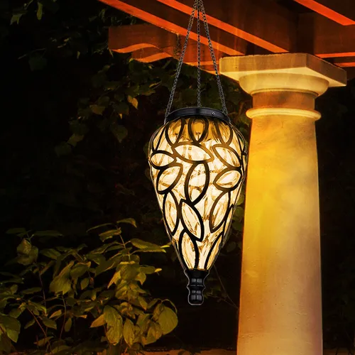 Außenlampe Solarleuchte Hängelampe LED Laterne Gartendeko Balkonleuchte schwarz