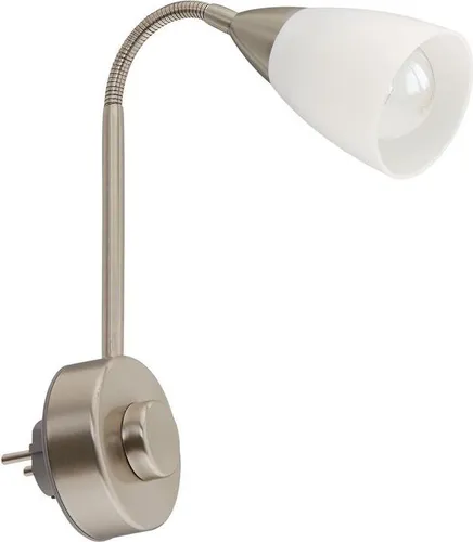 AGL-Leseleuchte mit Flexarm und Drehdimmer - Steckdosenlampe mit schwenkbarem Flexarm, ideal für individuelles Licht. Stufenlos dimmbar für gemütliche Lesestunden.