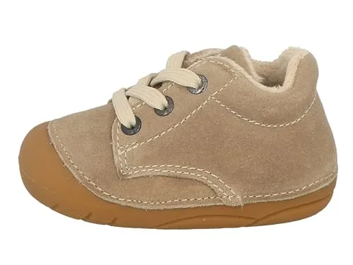 Lurchi Uni Lauflern in Beige, Größe 19 - Halbschuhe für Kinder, bequemer Winterstiefel aus Velourleder mit warmem Kunstfellfutter, ideal für kalte und nasse Tage.