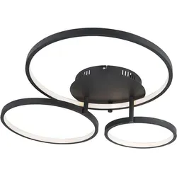 QAZQA Rondas Moderne Deckenleuchte Schwarz mit LED und Dimmer - Entdecke die stilvolle Rondas Deckenleuchte mit integrierter LED-Beleuchtung und Dimmfunktion. Ideal für Wohnzimmer und Schlafzimmer, passt sie sich mühelos deinem Wohnstil an!