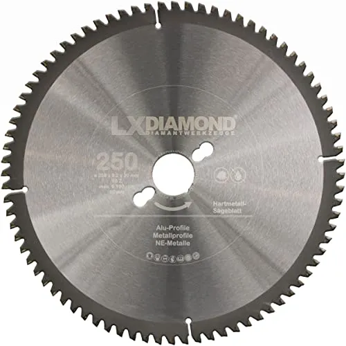 LXDIAMOND Hartmetall Kreissägeblatt 250mm x 30mm - Kreissägeblätter für Aluminium und NE-Metalle, hohe Schnittqualität durch 80 Trapez-Flachzähne und lange Standzeit dank hochwertigem Hartmetall.