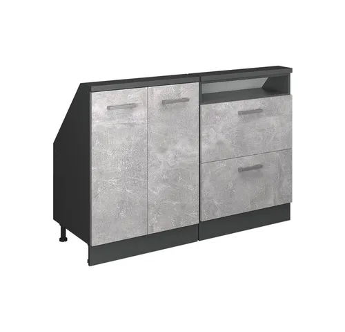 Vicco Unterschrank R-Line 120 cm 2er Set - Unterschrank für Dachschrägen in Beton/Anthrazit, ideal zur optimalen Raumnutzung und mit höhenverstellbaren Füßen für sicheren Stand.