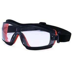 Portwest Schutzbrille Slim Safety PW26, klar, Vollsichtbrille, schwarz-rot