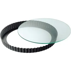 Kaiser Crystal Quicheform mit Glashebeboden, Ø 28 cm - Backformen mit herausnehmbarem Glasboden für einfaches Entnehmen von Quiche und Kuchen, ideal für müheloses Backen ohne Ankleben.