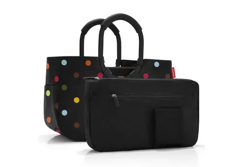 reisenthel loopshopper M - Dots Black - Vielseitige Einkaufstasche - Handtaschen mit herausnehmbarer Innentasche, ideal für Einkäufe und als Kosmetiktasche. Wasserabweisend und aus recyceltem Material für nachhaltigen Einsatz.