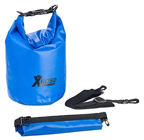 Xcase wasserfeste Packtaschen: Wasserdichter Packsack, strapazierfähige Industrie-Plane, 5 l, blau (Wasserdichter Kleiderbeutel, Roll Top Sacks, Reisetaschen)