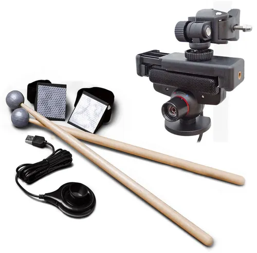 Aerodrums E-Drum Schlagzeug mit Kamera-Halterung - E-Schlagzeuge: Innovatives Luft-Schlagzeug für PC, ideal für lautloses Spielen und einfach zu transportieren. Inklusive Halterung für optimale Kamerapositionierung.