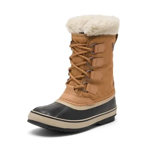 Sorel Damen Winter Carnival Boot WP - Wasserdichte Schneestiefel in Camel Brown, Größe 41 EU - Wanderschuhe mit herausnehmbarem, waschbarem Innenstiefel aus recyceltem Filz und handgefertigter, wasserdichter Gummischale für optimalen Schutz bei winterlichen Bedingungen.