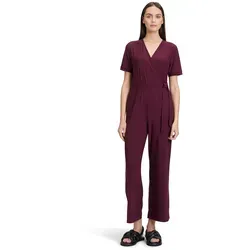 Cartoon Damen Jumpsuit mit Bindegürtel 44, Dark Aubergine - Jumpsuit für Damen im Loose Fit von Cartoon, eleganter Wasserfall-Ausschnitt und vielseitig kombinierbar für Freizeit oder Büro.