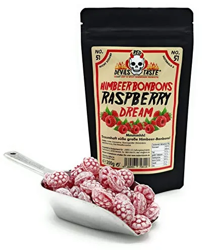 Himbeer Bonbons Raspberry Dream im ZIP Beutel in rot von RED DEVILS TASTE