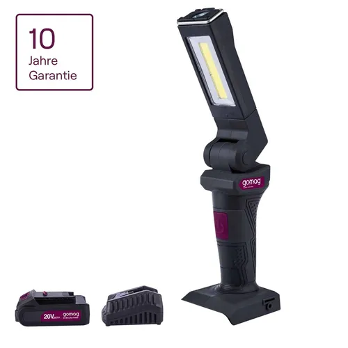 Gomag Akku Arbeitsleuchte GO-AL20 Lampe Brushed 300Lm 20V 2,0 Ah Starterkit