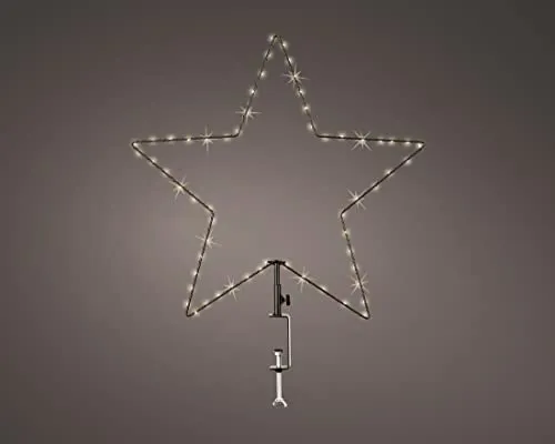 dekorative LED Leuchte Silhouette Stern mit praktischer Geländerklemme für innen und außen ca. 50 cm inkl. 60 LED´s in warmweiß batteriebetrieben