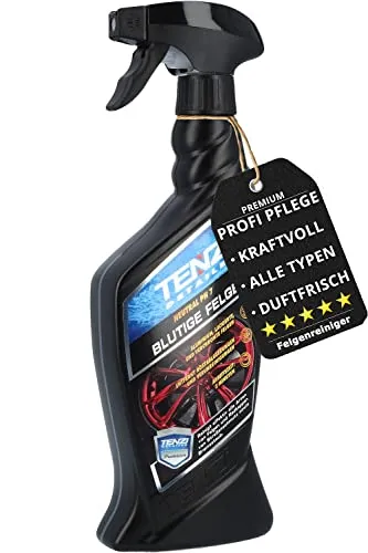 TENZI Premium Felgenreiniger Blutige Felge (600ml) Spray für Auto & Motorrad - kraftvolle, säurefreie Felgenpflege pH neutral mit Wirkindikator - Reiniger für Alufelgen, Stahlfelgen, Chrom, lackierte