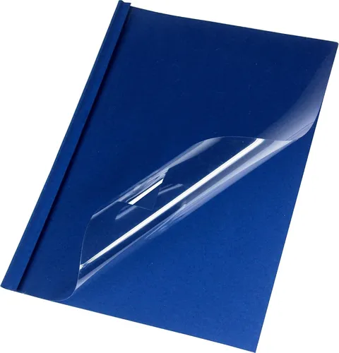LMG Thermobindemappen A4 - 50 Stück in Blau - Bindegeräte-Zubehör mit satiniertem PVC und geprägter Lederstruktur, ideal für professionelle Präsentationen und Dokumentenbindung.