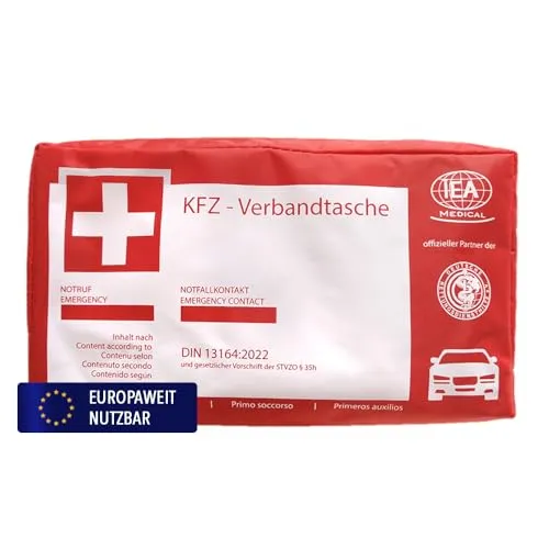 IEA Medical Erste-Hilfe-Set KFZ (45 Teile) | Auto Notfallset, Verbandskasten, Unfallhilfe, für PKW & Lkw, inklusive Erste-Hilfe-Handbuch