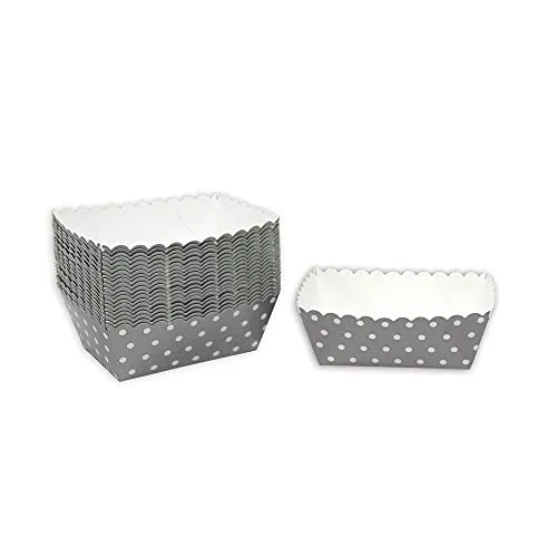 Frau WunderVoll® Kuchen Backformen 96 Stück, grau, weiße Punkte/Mini Kuchenform Backformen, Backförmchen, Muffin Backform, Papierbackform, Förmchen Papier Kastenform Einweg Backform