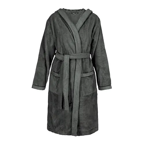 Schöner Wohnen Bademantel Damen & Herren Frottee Grau mit Kapuze - Flauschig & Saugstark - Größe XL - Baumwolle-Mischgewebe, Doubleface - Ideal für Sauna & Zuhause