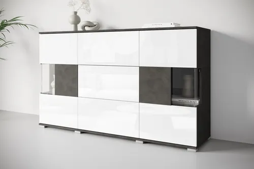 INOSIGN Sideboard Kenia – 150 cm, 3 Schubladen und 6 Fächer in grau von Inosign