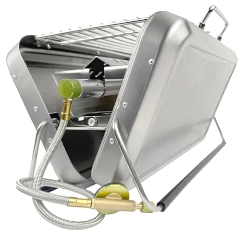 GARDINGER BBQ 42 - Mobiler Koffergrill aus Edelstahl, extrem kompakt und ideal für Camping und Outdoor-Aktivitäten