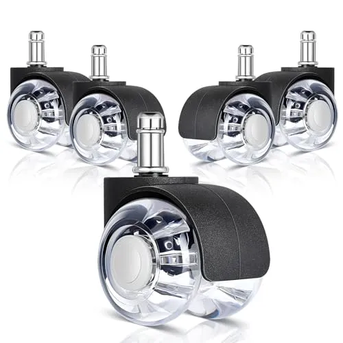 AiQInu 5er Set Bürostuhl Rollen 11mm x 22 mm, 360° Drehbare Rollen für Schreibtischstuhl, Leichtgängige und Leise Hartbodenrollen, Rollen für Bürostühle, Teppich, Parkettböden, Hartböden und Fliesen