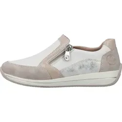 Rieker Komfort Slipper Damen 31353130383936 - Bequeme, modische Slipper in Weiß - Halbschuhe mit atmungsaktivem Obermaterial aus Leder und Kunstleder, ideal für warme Tage. Gepolstertes, herausnehmbares Fußbett für überdurchschnittlichen Tragekomfort.