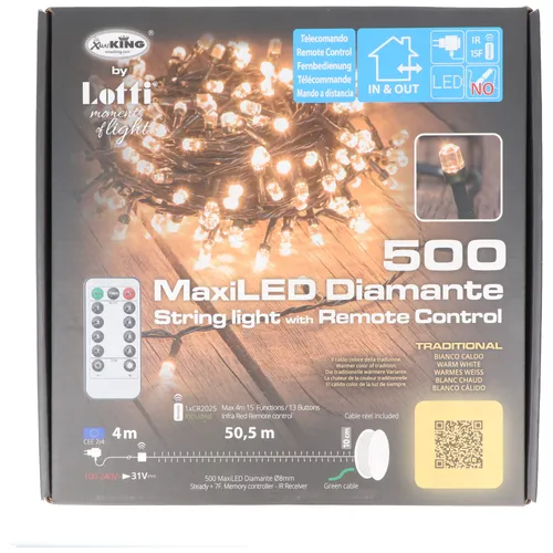 Lotti LED-Lichterkette 500er LED bernsteinfarben, LED-Microlichterkette, für Innen- und Außenbereich geeignet, inklusive IR-Fernbedienung