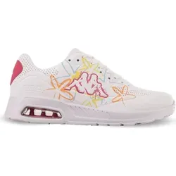Kappa Damen Sneaker Harlem EMB FL - Weiß/Multi - Stylische Damen Sneaker von Kappa mit transparentem Luftpolster in der Sohle für optimalen Komfort. Ideal für ganzjährige Outfits, gefertigt aus hochwertigem Kunstleder und Textil.