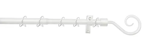 Gardinia Gardinenstangen-Set Hook, Vorhangstange ausziehbar, Komplettstilgarnitur inkl. Befestigungsmaterial, Ø 16/13 mm, Metall, Weiß, 130-240 cm