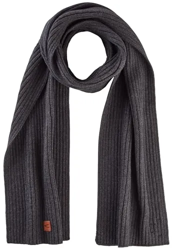 camel active Herren Schal aus Baumwoll-Kaschmir-Mix - Hochwertiger Strickschal in Asphalt mit Rippenstruktur, ideal für stilvolle Herrenmode. Maße: 180x22 cm, One Size – perfekter Begleiter für kühle Tage.